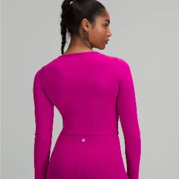 Lululemon Wunder Train Cropped Long Sleeve Shirt. Color: Ripened Raspberry - Picture 2 of 4